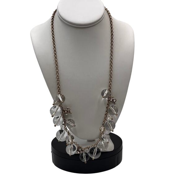J. Crew Faceted Glass Lucite Bead Cluster Statement Chain Gold Tone Necklace - Picture 2 of 8